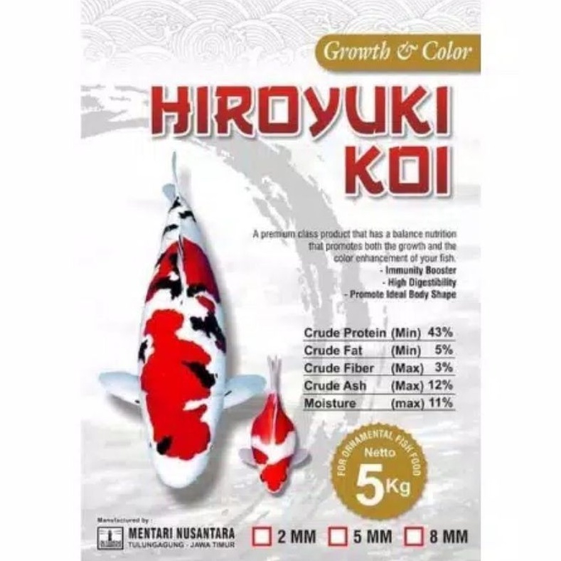 Pakan Ikan Makanan Ikan Pellet Ikan Koi Premium HIROYUKI KOI GROWTH &amp; COLOUR 500gr 2mm