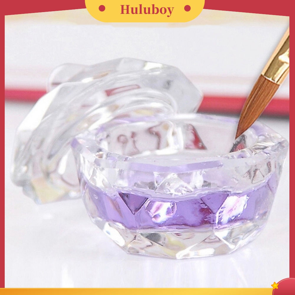 Huluboy Huluboy♡ Cup Dappen Dish Transparan Dengan Tutup Untuk Alat Styling Manicure Nail Art