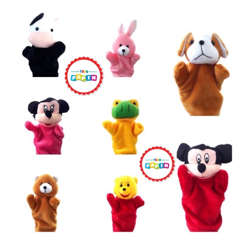 Boneka tangan karakter Hand puppet character Boneka tangan edukasi belajar binatang lucu bahan kain aman anak bayi