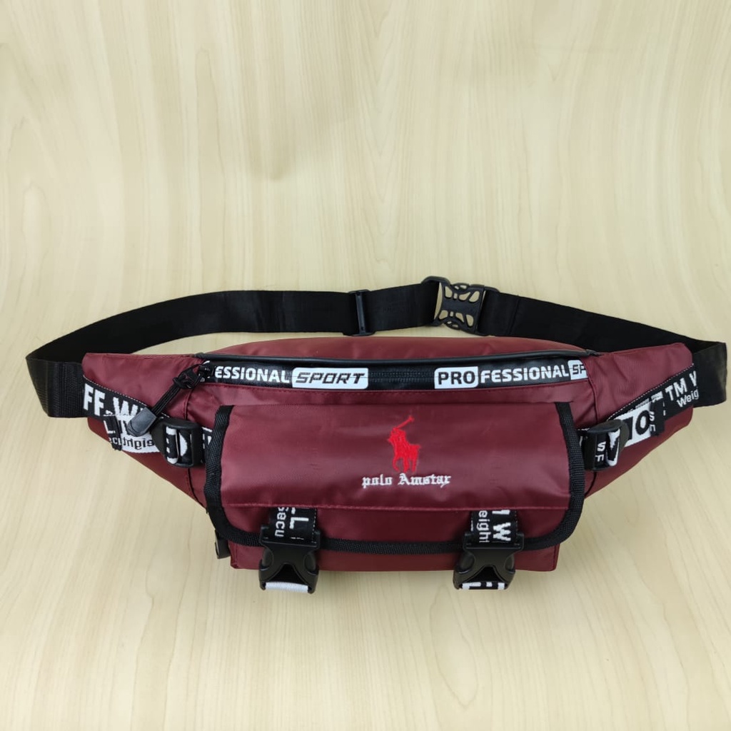 Waistbag Murah Berkualitas ANTI AIR Original Polo Amstar Tas Pinggang dan Tas Selempang Bahu