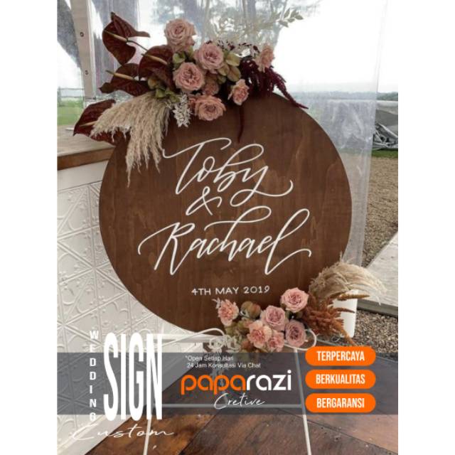 RS WEDDING SIGN KAYU 2 Layer AkriliK40X60 CUSTOM BEBAS /SIGN BOARD / DEKORASI LAMARAN / WELCOME SIGN