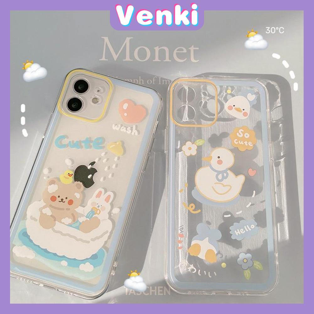 Soft Case Silikon Tpu Transparan Motif Beruang / Bebek Untuk Iphone 13 Pro Max / 12pro / Max / 11 / 7p / 8p / Xs / Xr / Xsmax / 7p / 8p / X