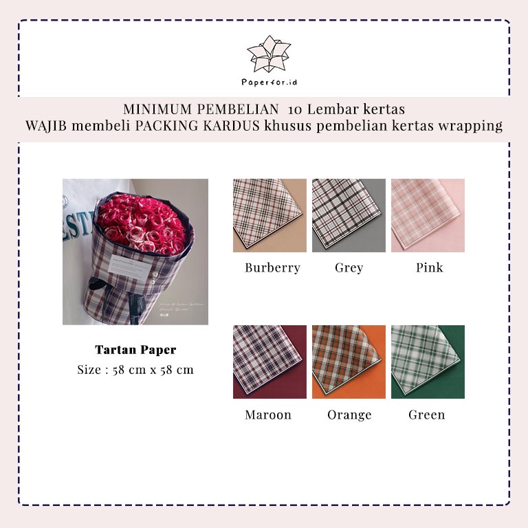 Kertas Buket Bunga Cellophane Bucket Wrapping Paper Florist Tartan Grosir