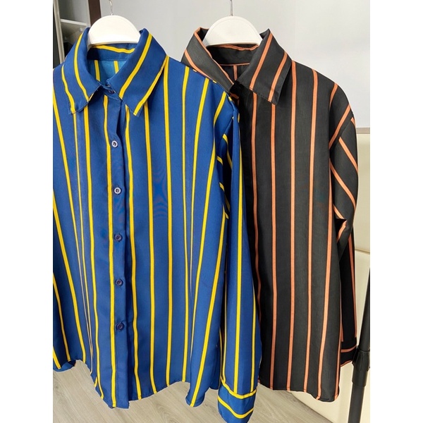 KEMEJA SALUR / kemeja stripe wanita / kemeja LD 110, kemeja garis garis / kemeja kerja / kemeja kantor / kemeja casual