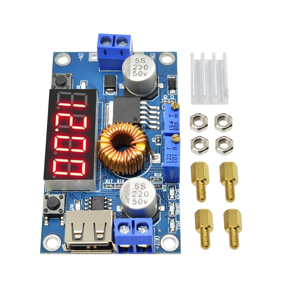 Modul Step Down 5a Cc/Cv Dengan Port Usb Dan Voltmeter Untuk Charger Lithium