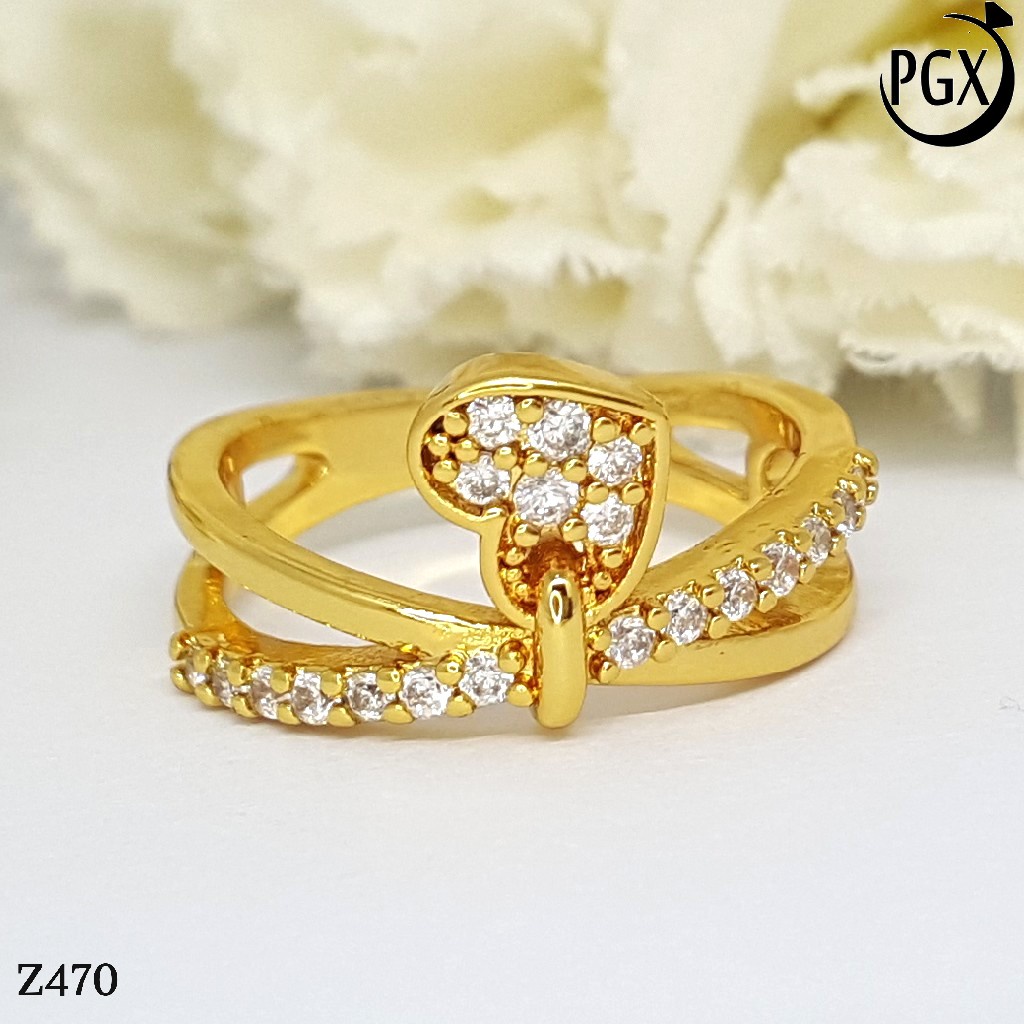 PGX Cincin Xuping Wanita Lapis Emas Aksesoris Perhiasan Fashion Premium - Z470