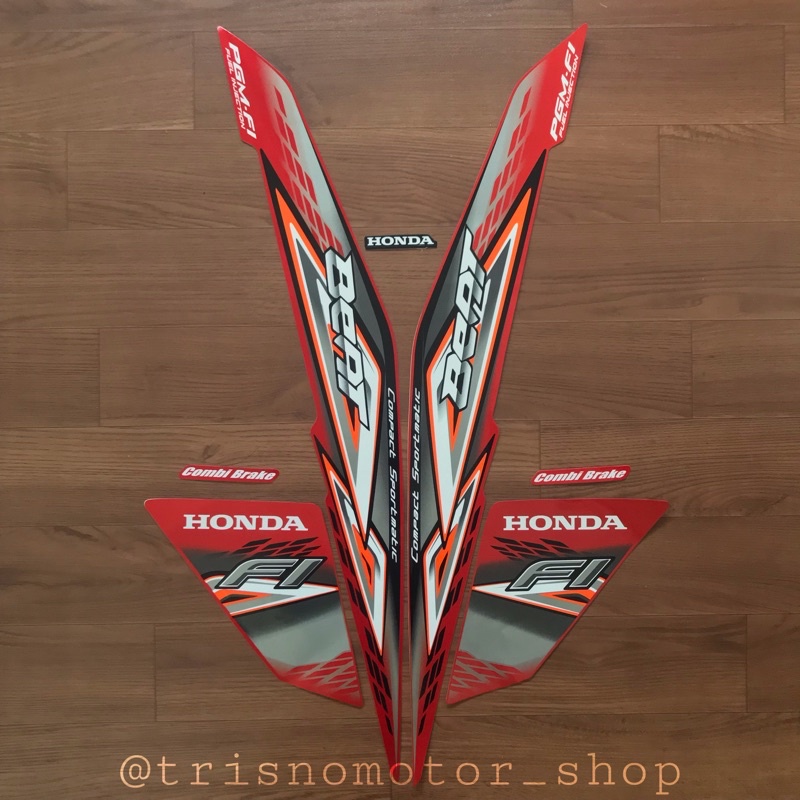 striping Honda beat fi 2014 merah