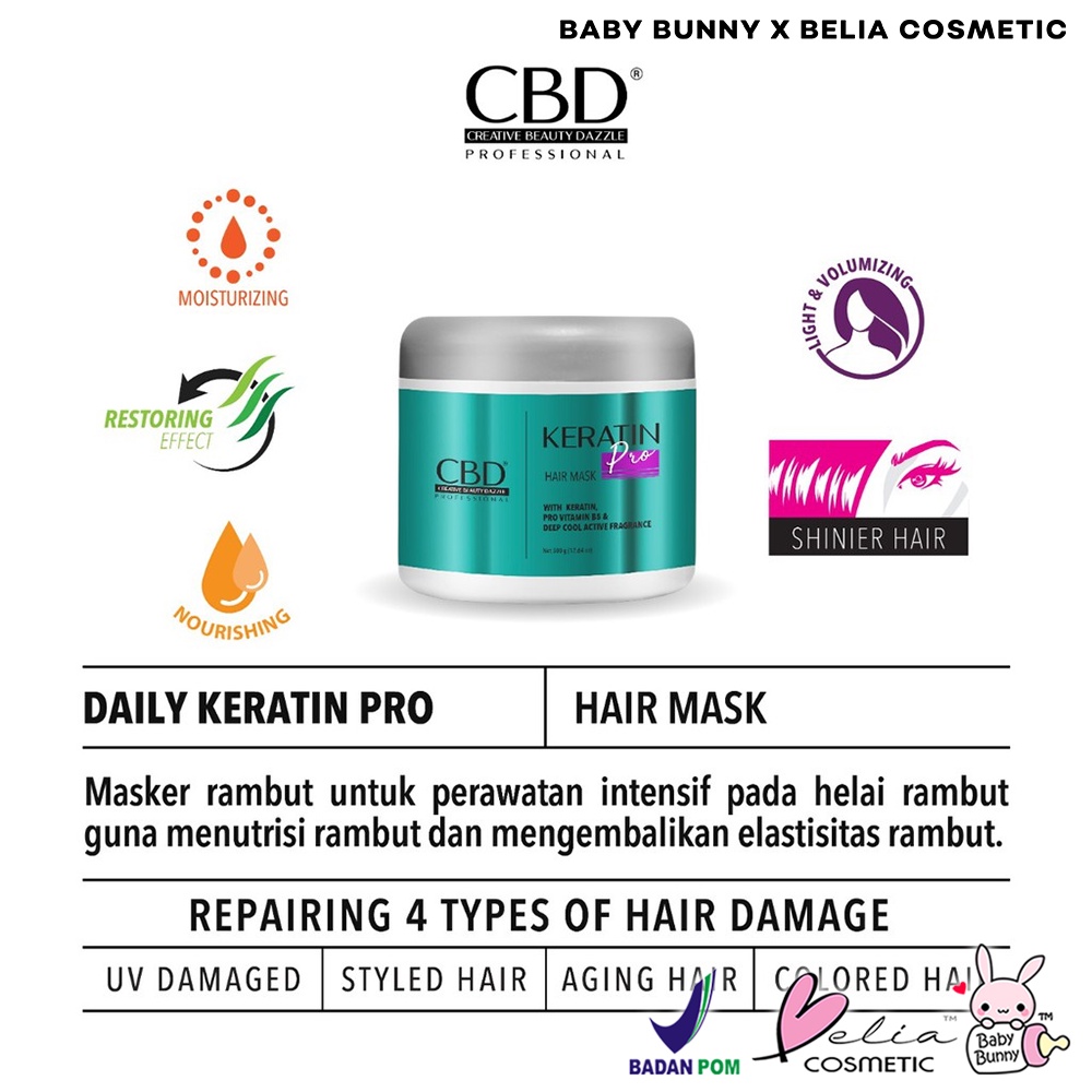 ❤ BELIA ❤ CBD Professional Hair Treatment Color Shield | Keratin Pro | Shampo | Conditioner | Hair Mask | Hair Vitamin Spray | BPOM