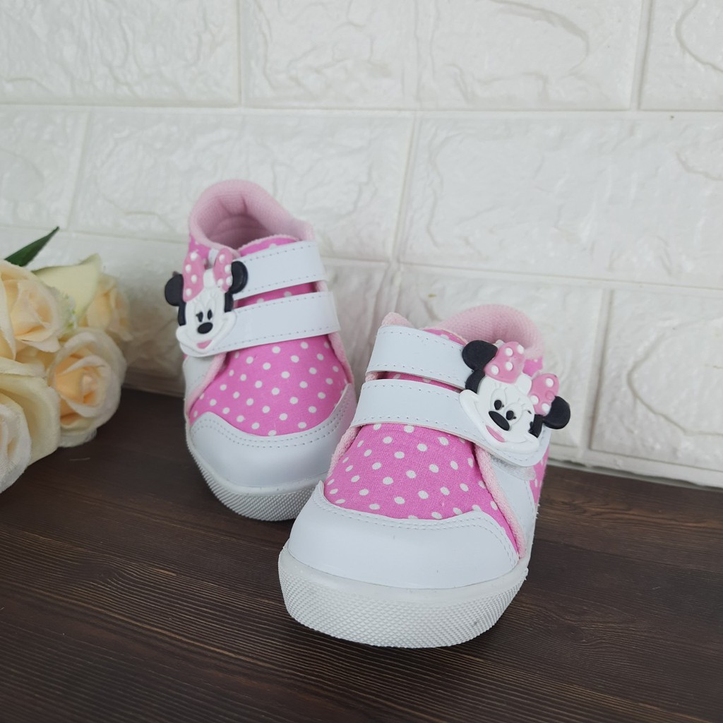 [TAMAN SEPATUKU] SEPATU TRENDY MURAH ANAK PEREMPUAN MICKEY MOUSE POLKADOT PINK 1-3 TAHUN FAX14