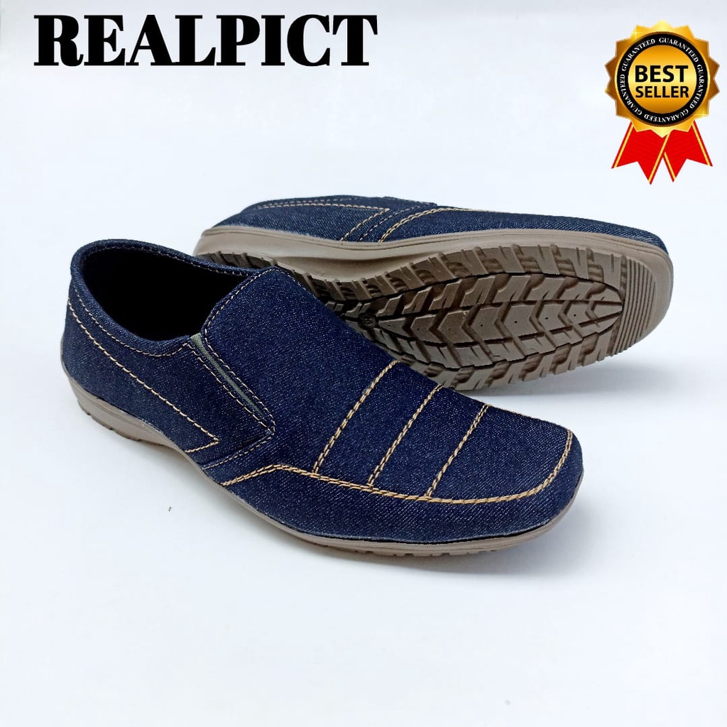 SEPATU SLIP ON PRIA/SEPATU SNEAKER CASUAL JEANS GARIS/SEPATU SLOP