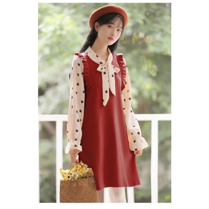 0477 Dress pendek lengan panjang polos Fashion wanita Korea terbaru Dress polos panjang tangan