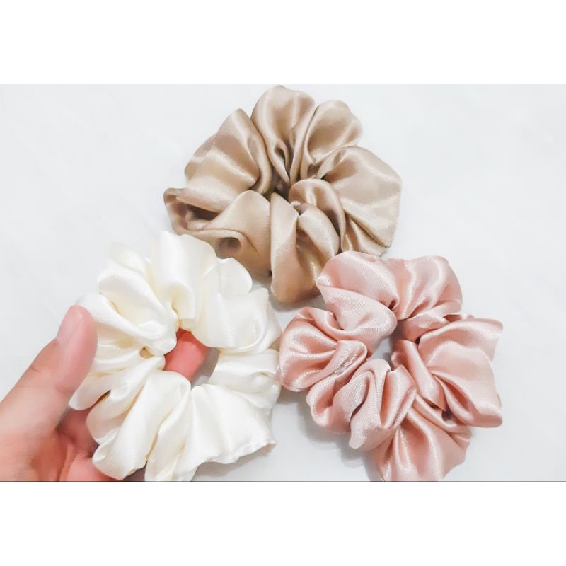 3PCS SCRUNCHIE SATIN WARNA EARTH TONE