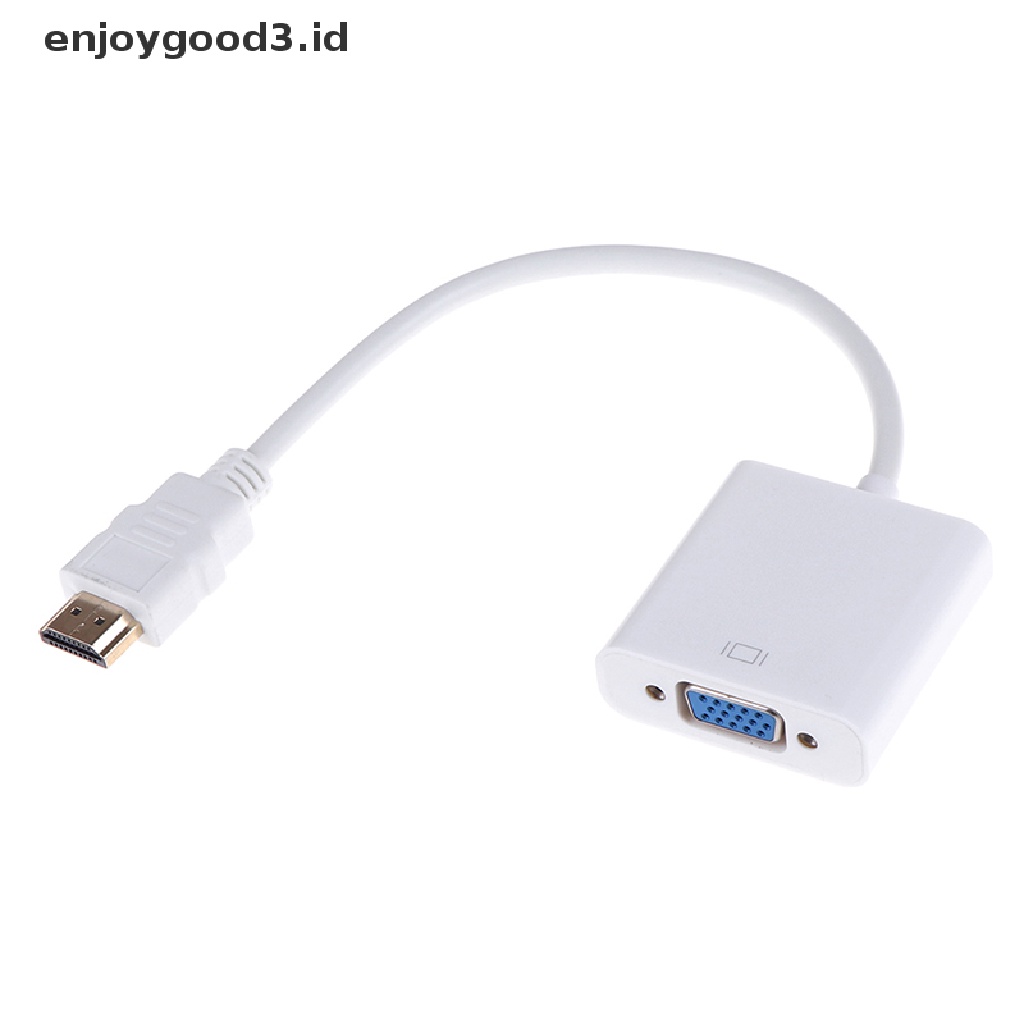 (Dd) 1pc Adapter Converter Hdmi Ke Vga Hd 1080p Warna Putih