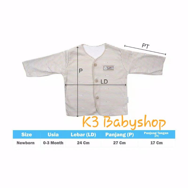 Baju Panjang Neci Fluffy Khaki Coklat putih white kemeja bayi SNI piyama bayi anak