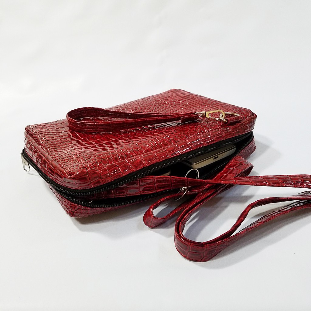 Exclusive Red Croco Tas Dompet Wanita Multifungsi / Tas Clucth Pesta Cantik / Hand Bag HPO