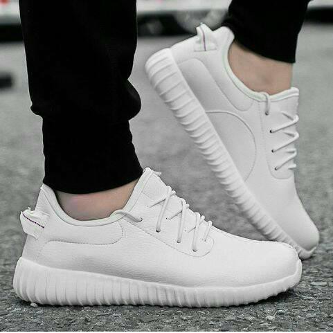 SEPATU TALI YEEZY NEW KULIT PUTIH SOLID REPLIKA