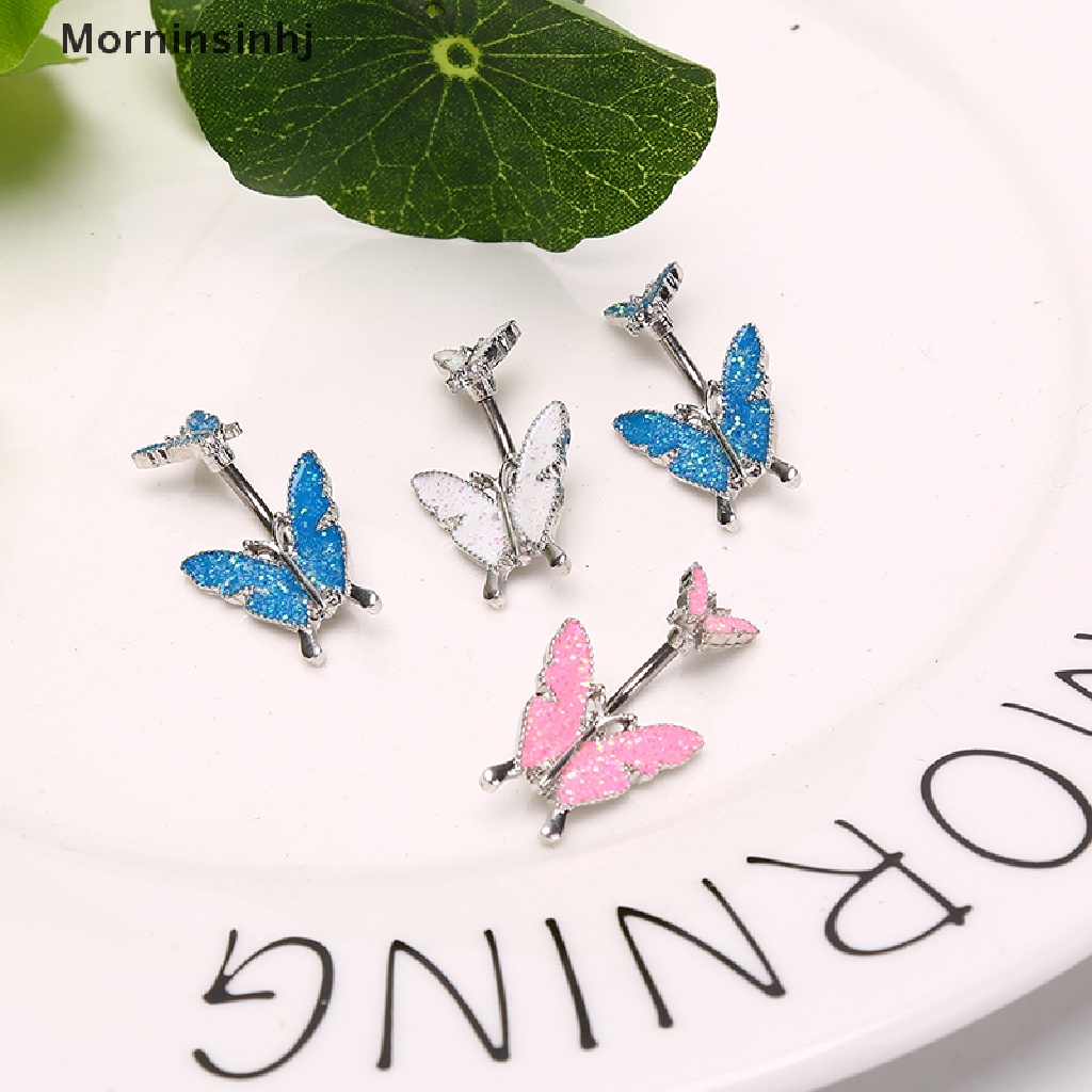 1 Pc Cincin Tindik Pusar Desain Double Butterfly