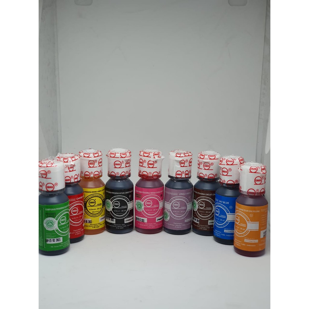

PEWARNA MAKANAN/FOOD COLORING CAIR HALAL PREMIUM CROSS 20ML