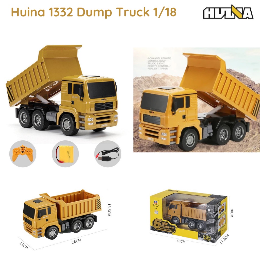 RC Car Dump Truck Huina 1332 1/18 2.4Ghz 6CH Contruction Truck