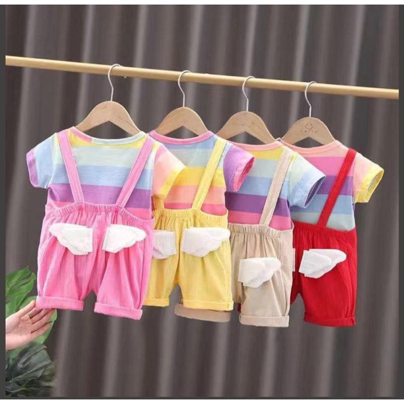 Setelan Baju Anak Perempuan  Sayap Import / 10 Bulan - 3 Tahun / Kodok / Anak Cewe Bahan Melar R112