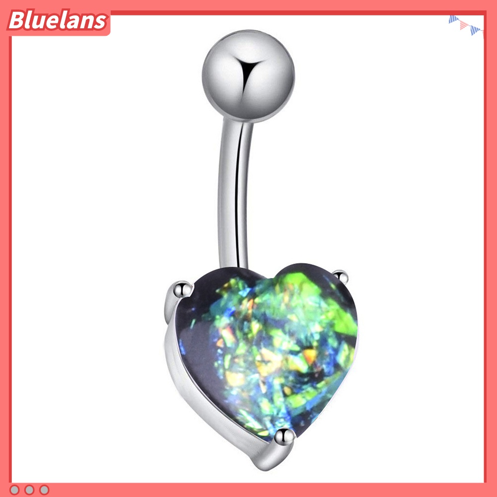 1pc Cincin Tindik Pusar Bentuk Hati Opal Tiruan Untuk Wanita