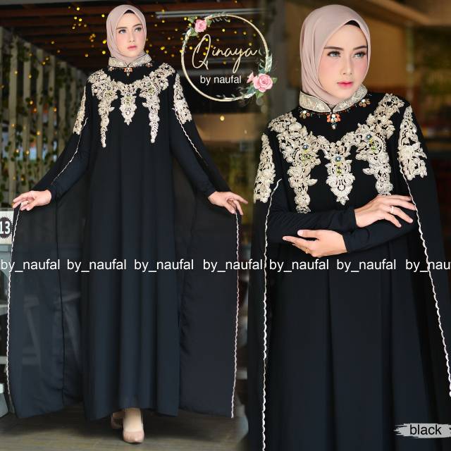Kaftan Qinaya | Gamis Wanita Mewah Untuk Pesta Bordir Cantik