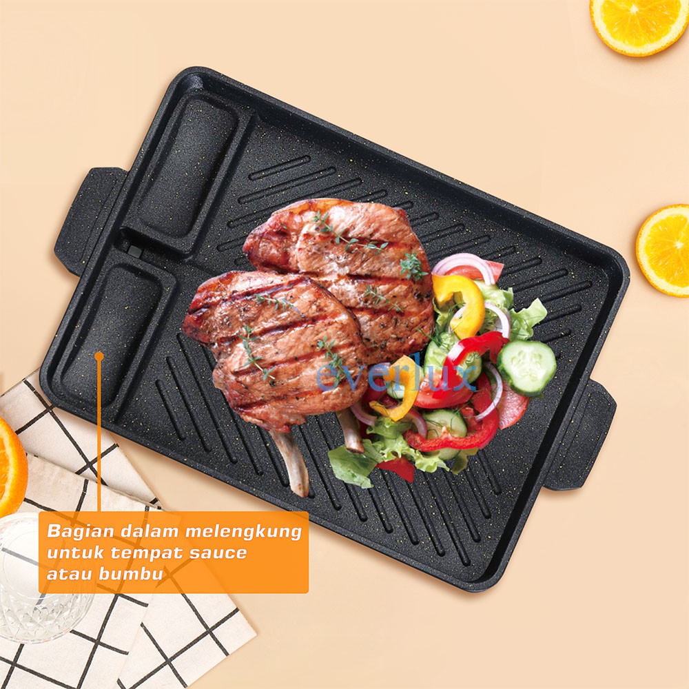 ALAT MASAK BBQ Fresh Yakiniku Grill Pan 3in1 Anti Karat Panci panggang / Tempat pemanggang sauce place 2158