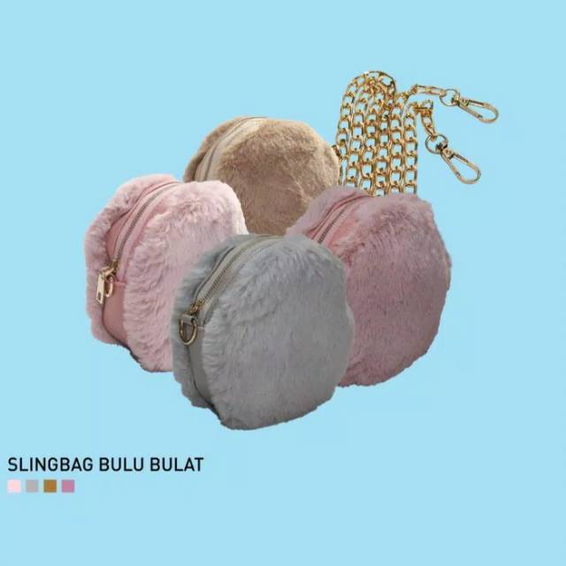 Tas slingbag bulat bulu import