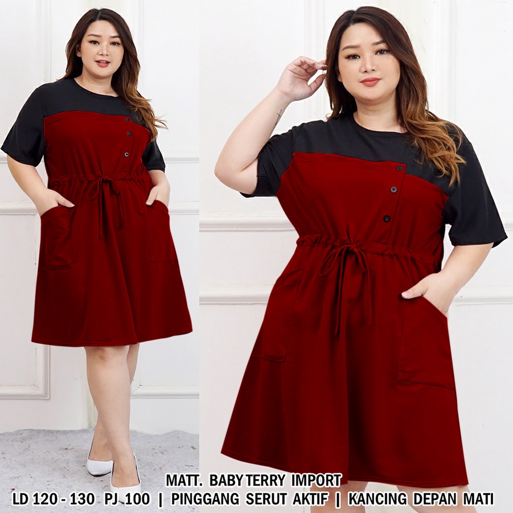 WSE390 - Dress Anisa JUMBO 3XL BIG SIZE UK Fit L To XXXL LD 120 - 130 CM PJ 100 CM PREMIUM QUALITY