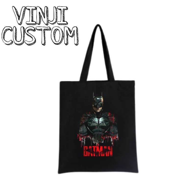 Tote bag BATMAN / tote bag resleting DISTRO / totebag hitam / totebag wanita / tote bag pria / tas t