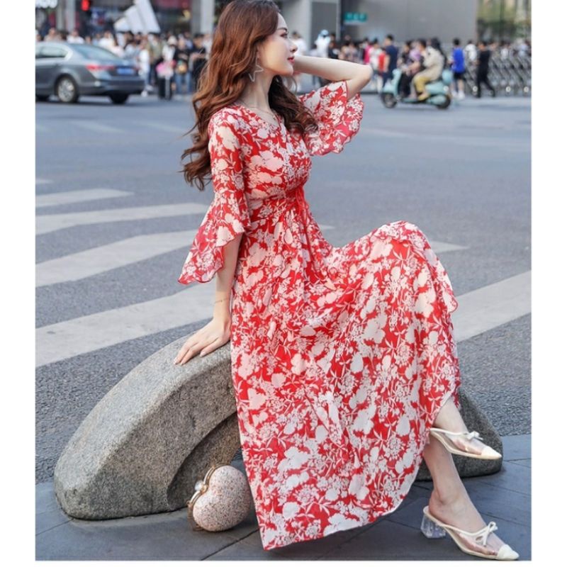 MDLV ~ 12514# Beverlina Drawstring Maxi Dress Premium Fashion Import