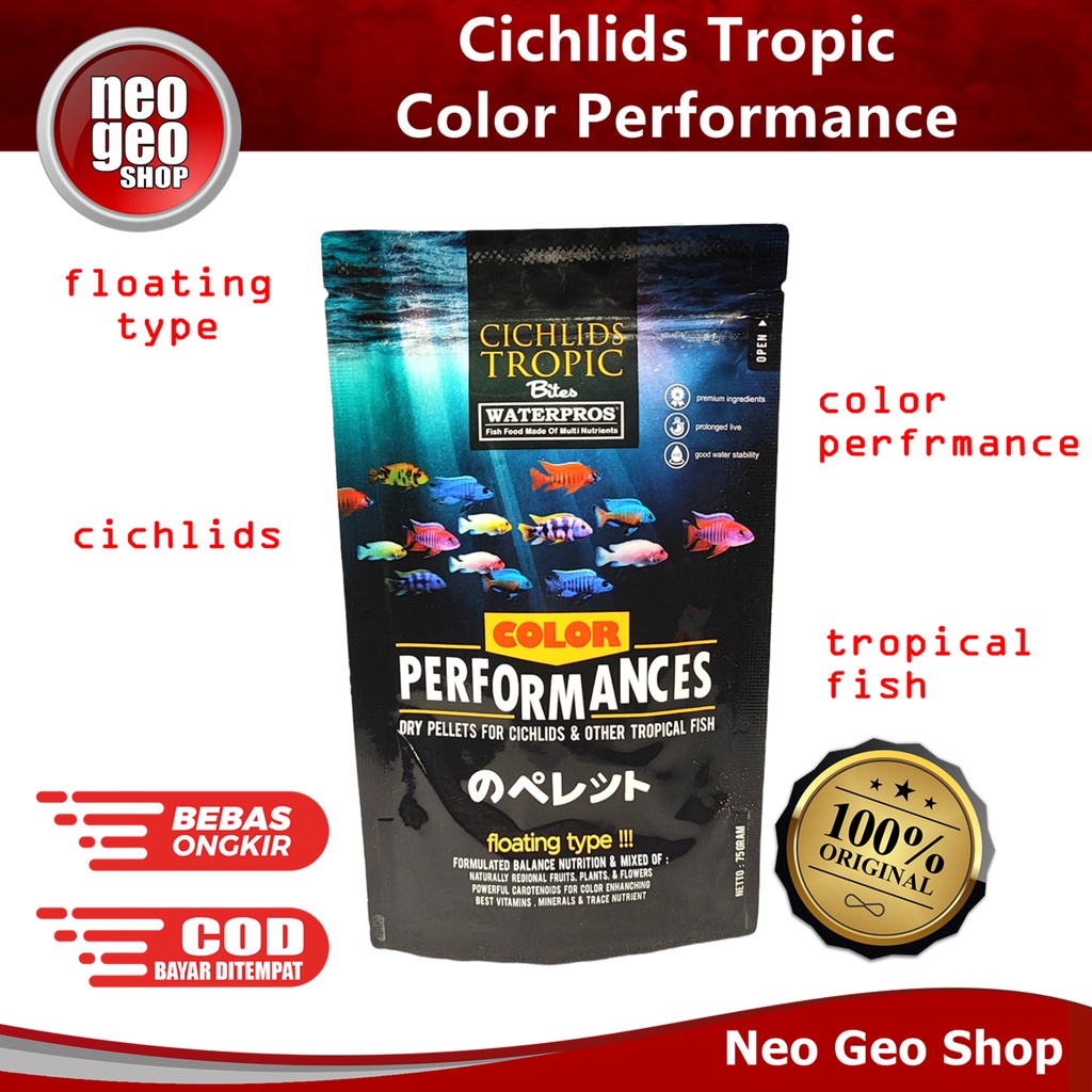 CICHLIDS TROPIC BITES WATERPROS COLOR PERFORMANCES makanan pakan ikan cichlid