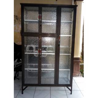  Rak  Piring  Aluminium 3 Pintu Frame Coklat Kaca  Es 95 159 