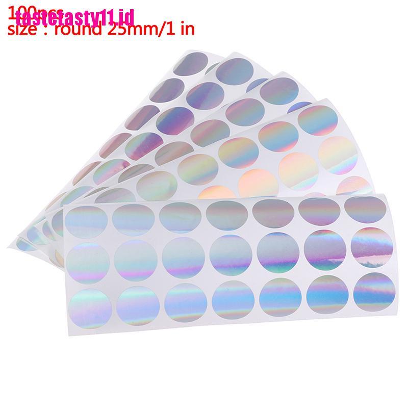 100 Pcs Stiker Segel Hologram Bentuk Bulat Ukuran 1 Inch Untuk Keamanan