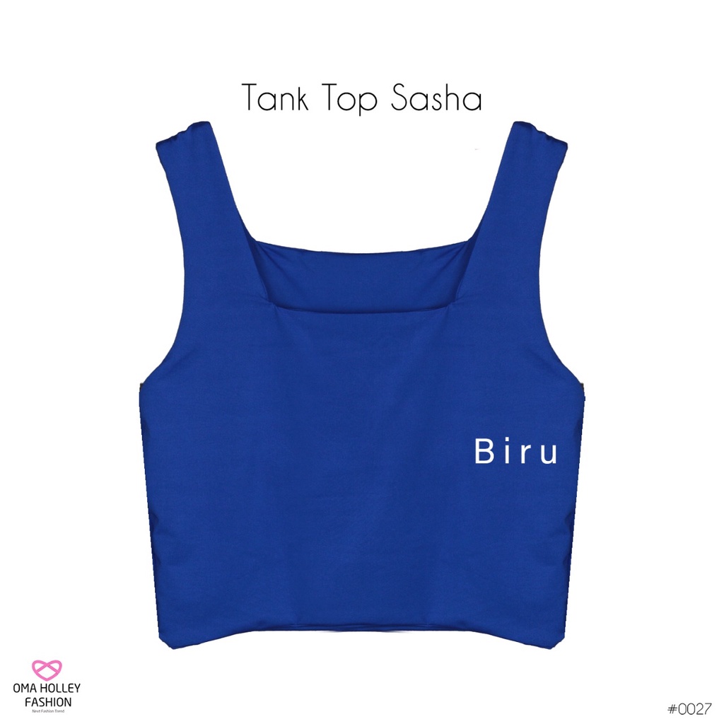 (COD) OH Fashion Tanktop Sasha Korea Bahu Lebar Wanita #0027 (Part 1)-Biru