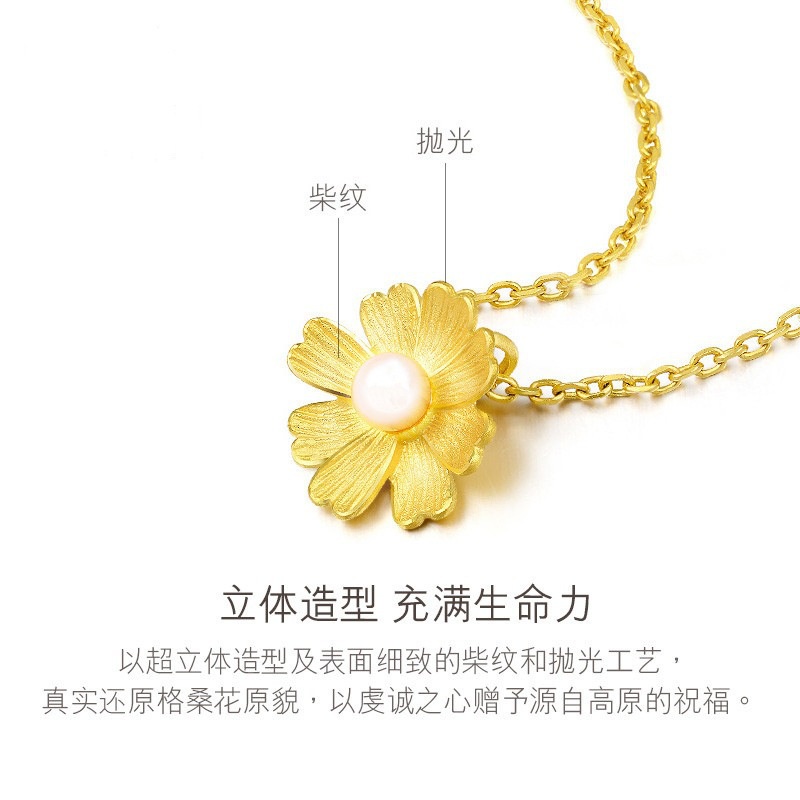 [Ready Stock]Fashion Vintage Flower Pearl Pendant Gold-Plated Necklace