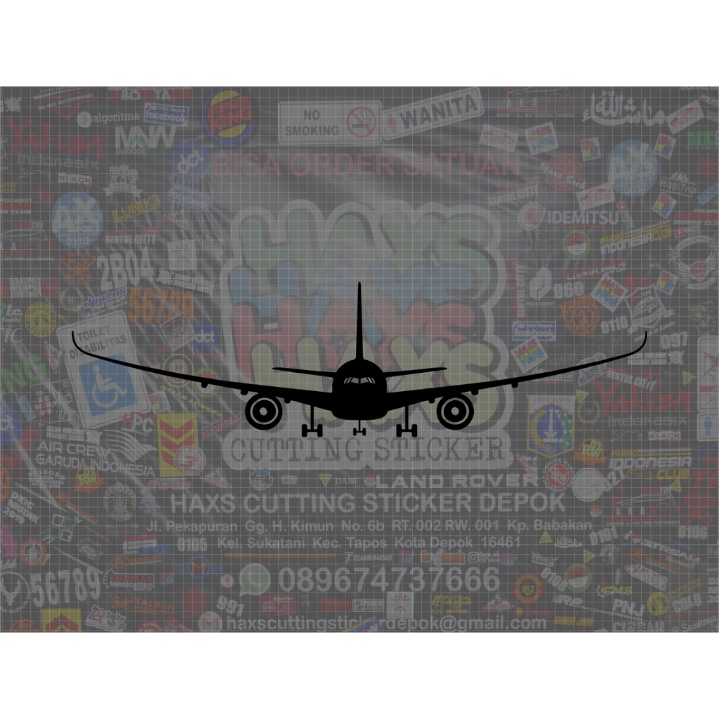 Cutting Sticker Pesawat A350 Kaca Mobil Ukuran Varian 60 Cm