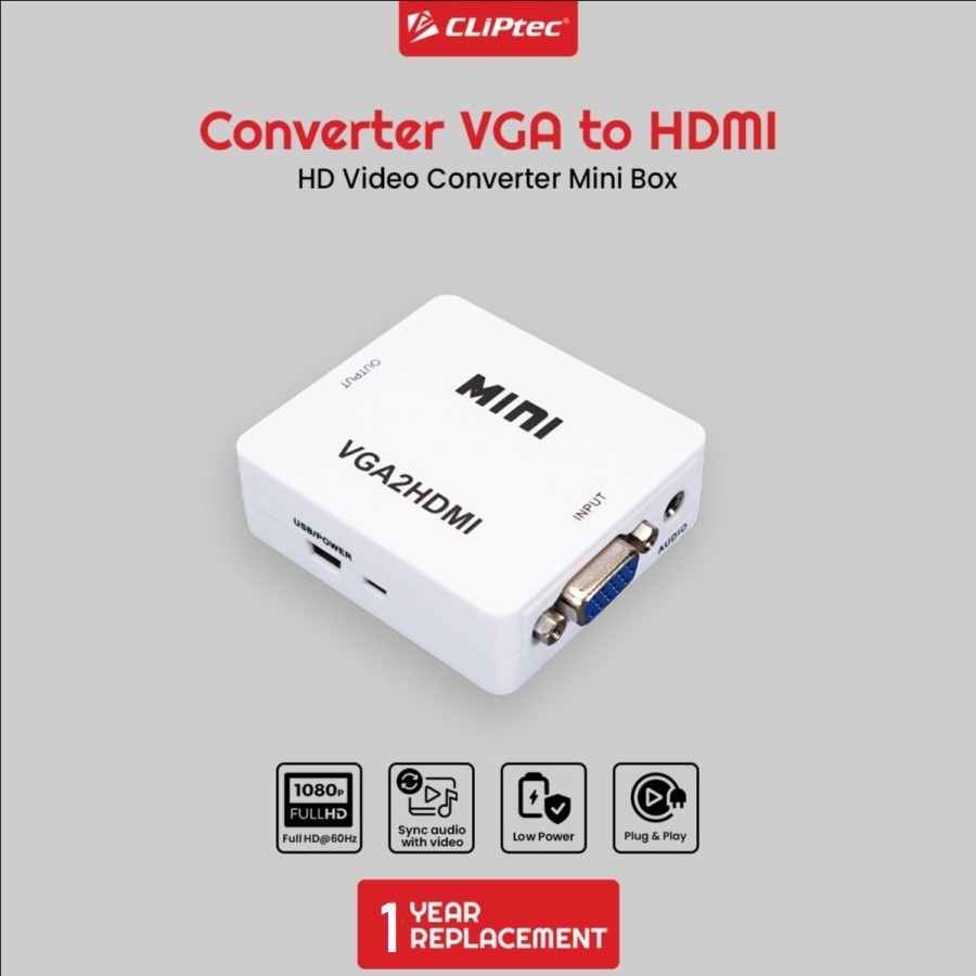 Converter CLIPtec Mini Box CL-CV VH VGA TO HDMI FHD 1080P