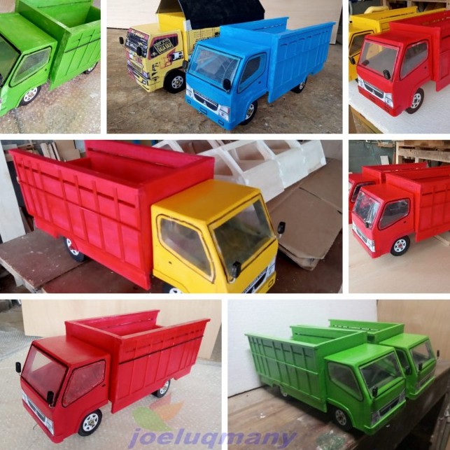 Mainan Mobil Truk Kayu Miniatur Truk Kayu - Biru