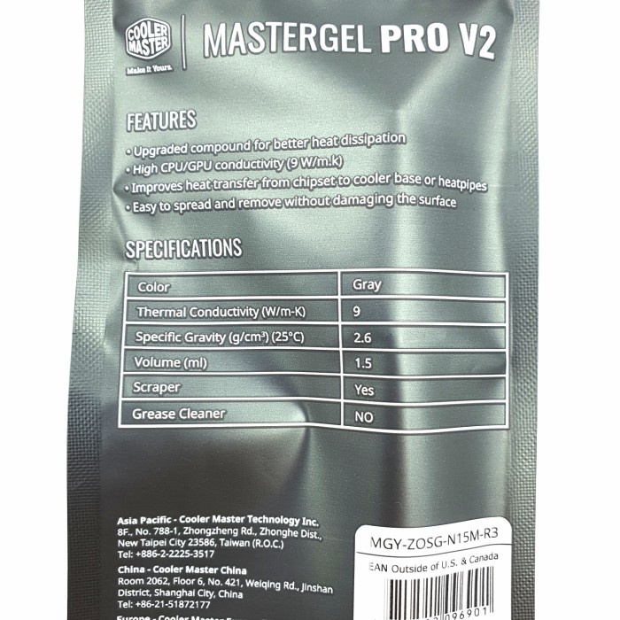 Thermal paste cooler master Mastergel PRO V2 1.5ml pasta prosesor