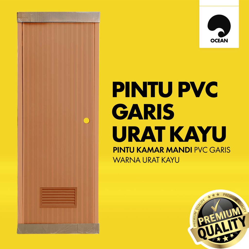 PINTU KAMAR MANDI / PINTU PVC GARIS URAT KAYU | 1 SET - OCEAN