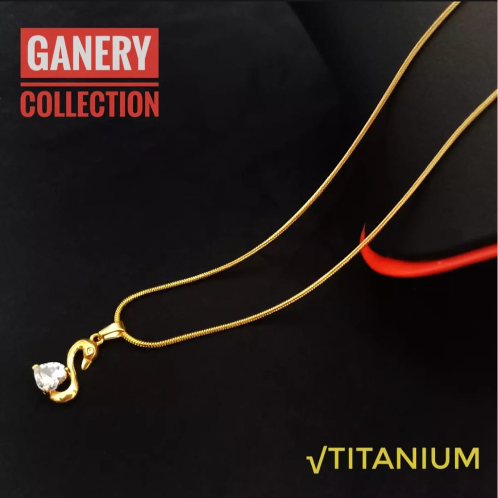 COD - Ganery Kalung Titanium + Liontin Gold Anti Karat Anti Luntur Selamanya