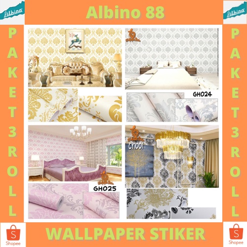 TERBARU PAKET Wallpaper 3 ROLL Stiker Dinding Motif Batik Bahan PVC Premium Quality BEST SELLER