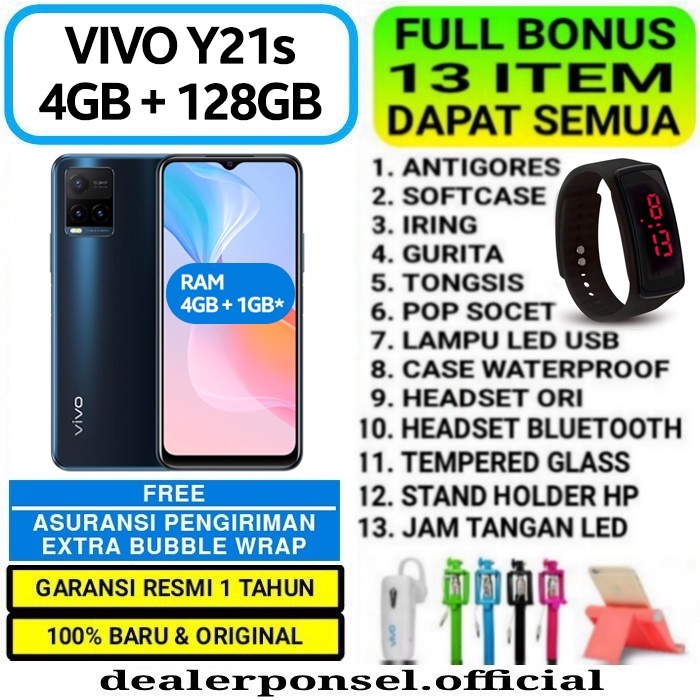 VIVO Y21S & Y21 2021 4/128 4/64 GB RAM 4GB ROM 128GB 64GB GARANSI RESMI