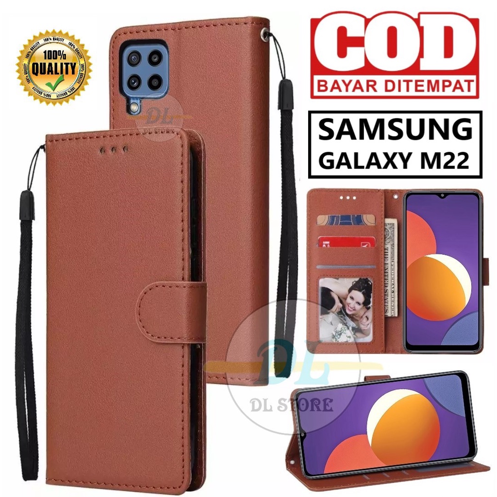 SAMSUNG GALAXY M22 FLIP LEATHER CASE PREMIUM-FLIP WALLET CASE KULIT UNTUK SAMSUNG M22 CASING DOMPET-