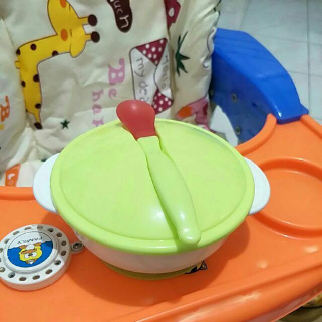 [bayar Di Tempat]mangkuk Dengan Tutup + Sendok Untuk Latihan Makan Anak