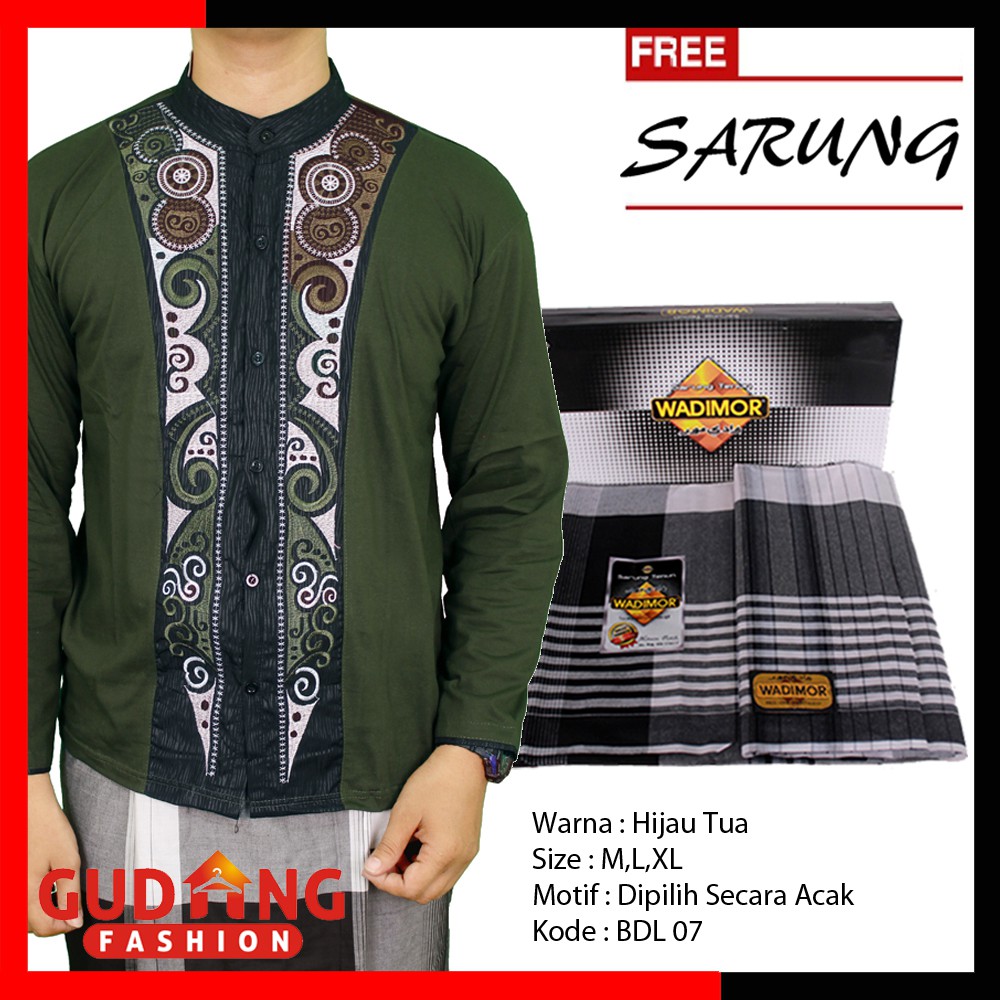 Muslimin Pria Baju Koko Lengan Panjang Plus Free Sarung - BDL (COMB)