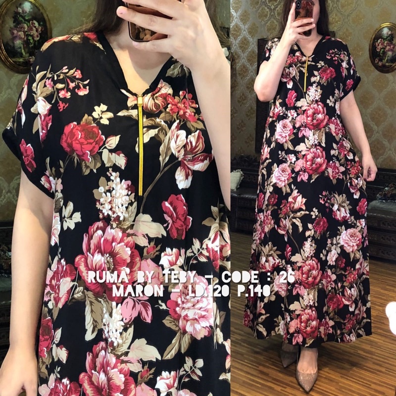 Daster Arab TEBY RUMA Series Dress Rayon Super Originanal Best Seller-Marun 26