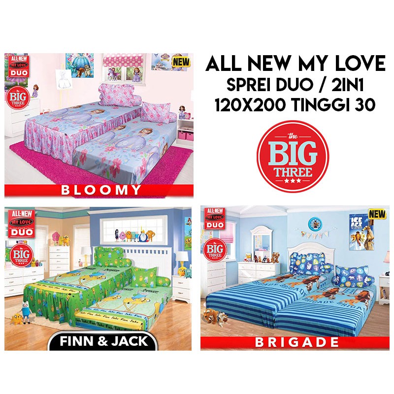 Sprei ALL NEW MY LOVE 2in1 DUO 120x200 Tinggi 30 Whale Never Mute Me Cross The Street Tikus Dino Cat Leaf Single 120 T30 SP SORONG