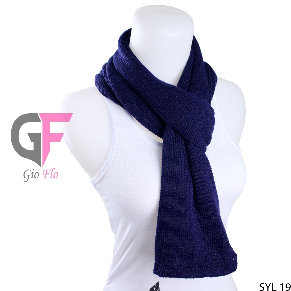 GIOFLO Aksesoris Fashion Syal Wanita Kantoran Rajut Hangat Dark Blue / SYL 19